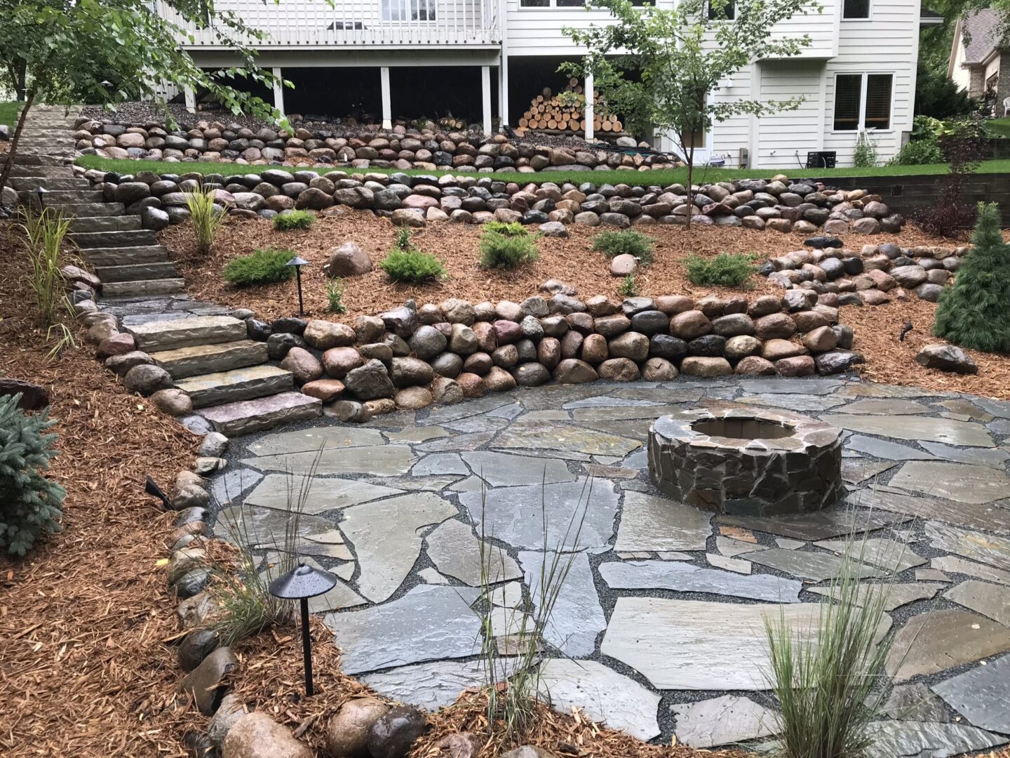 Landscaping work on a wide outdoor space